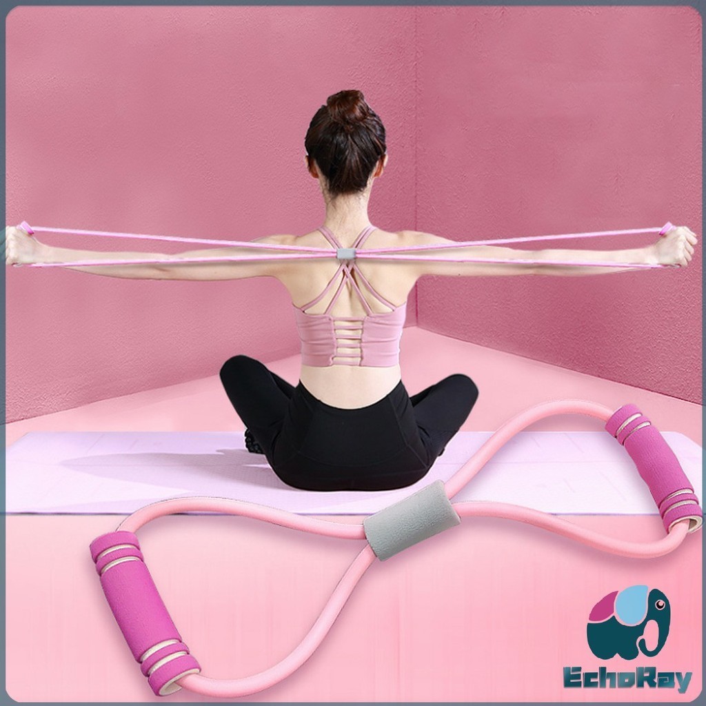 E.R ยางยืดเลข 8 บริหารร่างกาย ผู้เริ่มต้นบริหารกล้ามเนื้อ หรับออกกำลังกายและ โยคะ อุปกรณ์บริหารต้นขา