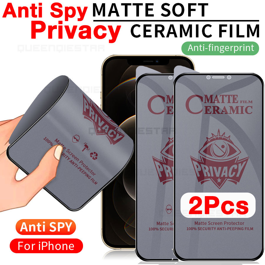 2Pcs(ฟิล์มด้าน+ฟิล์มกันมอง) สำหรับ iPhone 16 Pro Max 15 Pro Max 14 Pro Max 13 Pro Max 12 11 Pro Max X XS Max XR 6 6s 7 8 Plus 12 13 mini SE 15 Plus 16 Plus ฟิล์มด้าน ฟิล์มกันเสือก ฟิล์ม กันมองข้าง