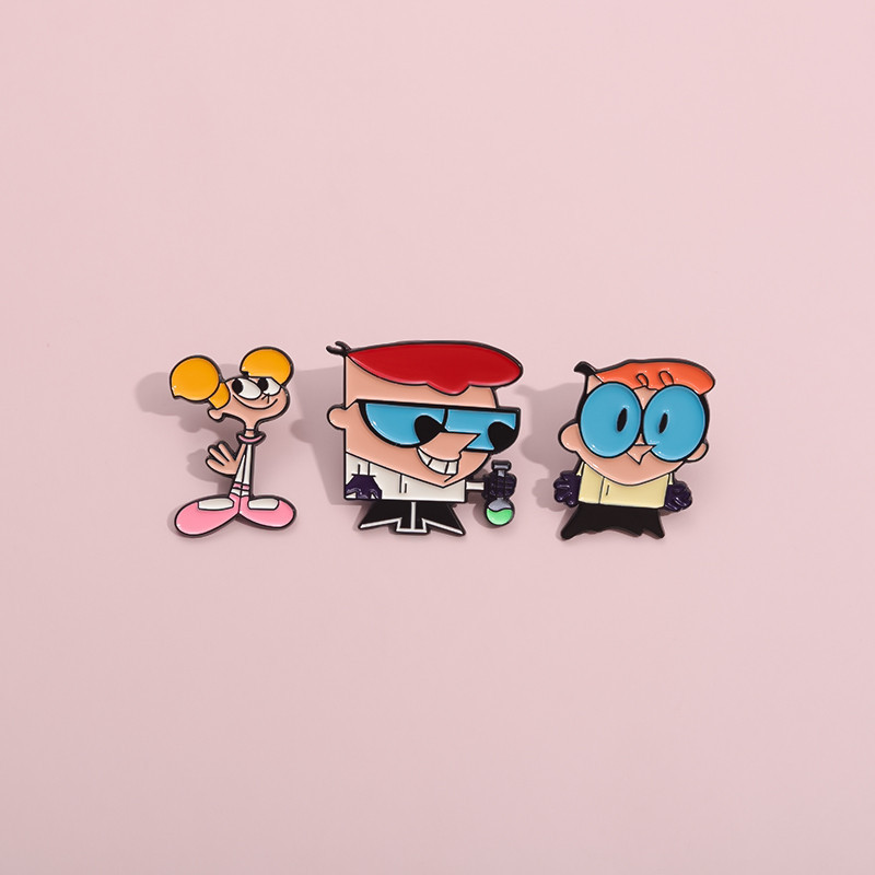เข็มกลัด รูปการ์ตูนอนิเมะ Dexter's Laboratory สไตล์คลาสสิก อุปกรณ์เสริม สําหรับตกแต่งเสื้อผ้า กระเป๋าเป้สะพายหลัง