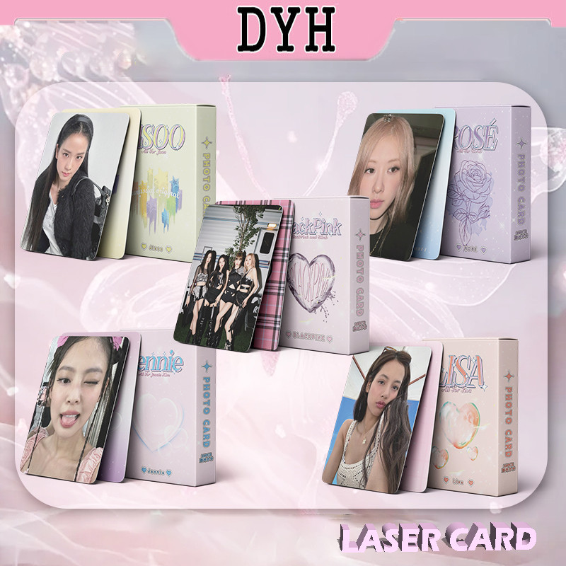 โปสการ์ด อัลบั้ม BLACKPINK Laser Photocard LISA JENNIE ROSE JISOO Kpop จํานวน 50 ชิ้น ต่อกล่อง