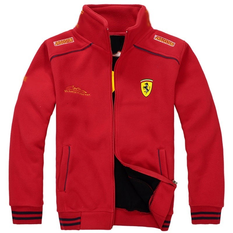 Ferrari ชุดแข่งรถ F1 ชุดแข่งฤดูใบไม้ร่วง / ฤดูหนาว เสื้อแจ็กเก็ตขนแกะ สําหรับผู้ชาย