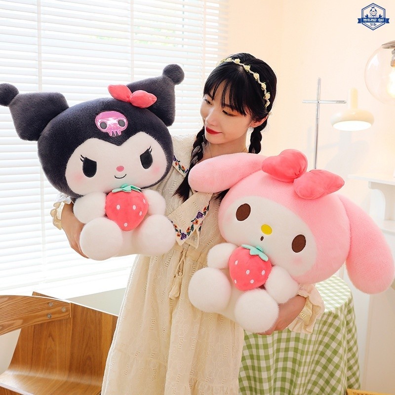SANRIO หมอนตุ๊กตานุ่ม รูปการ์ตูนอนิเมะ Strawberry Kuromi My Melody น่ารัก เหมาะกับของขวัญวันเกิด สําหรับเด็กผู้หญิง