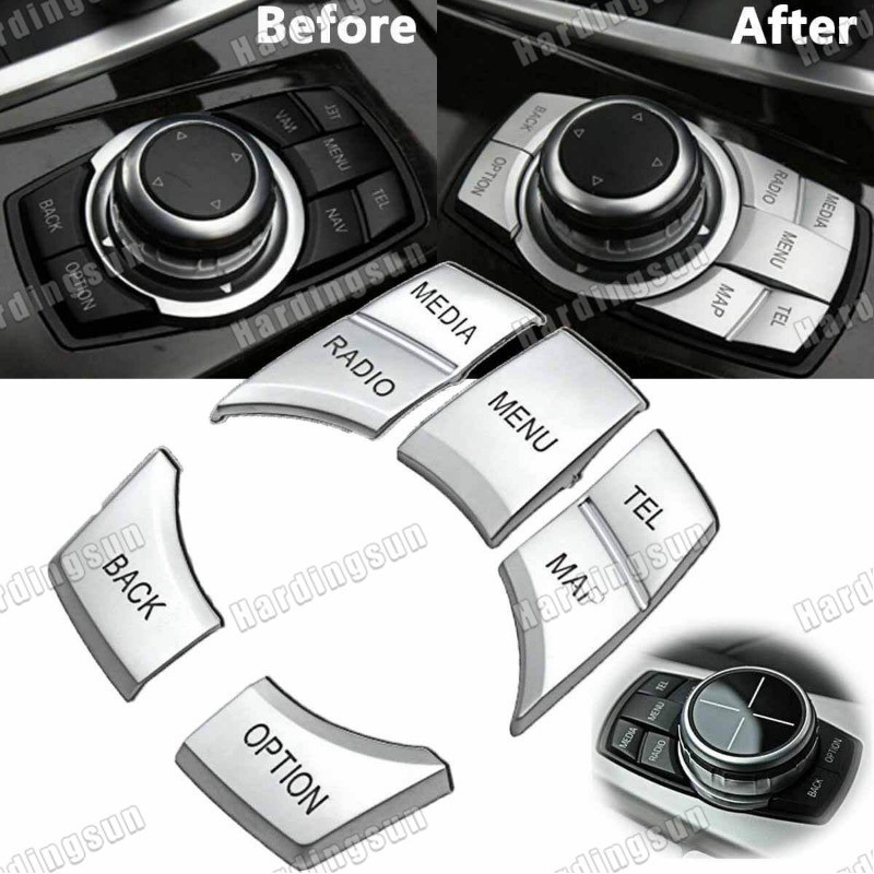 สติกเกอร์ปุ่มกดสื่อ อเนกประสงค์ สีเงิน สําหรับตกแต่ง BMW 3 4 5 6 X5 X6 Z4 i3 iDrive F30 E90 F10 F18 