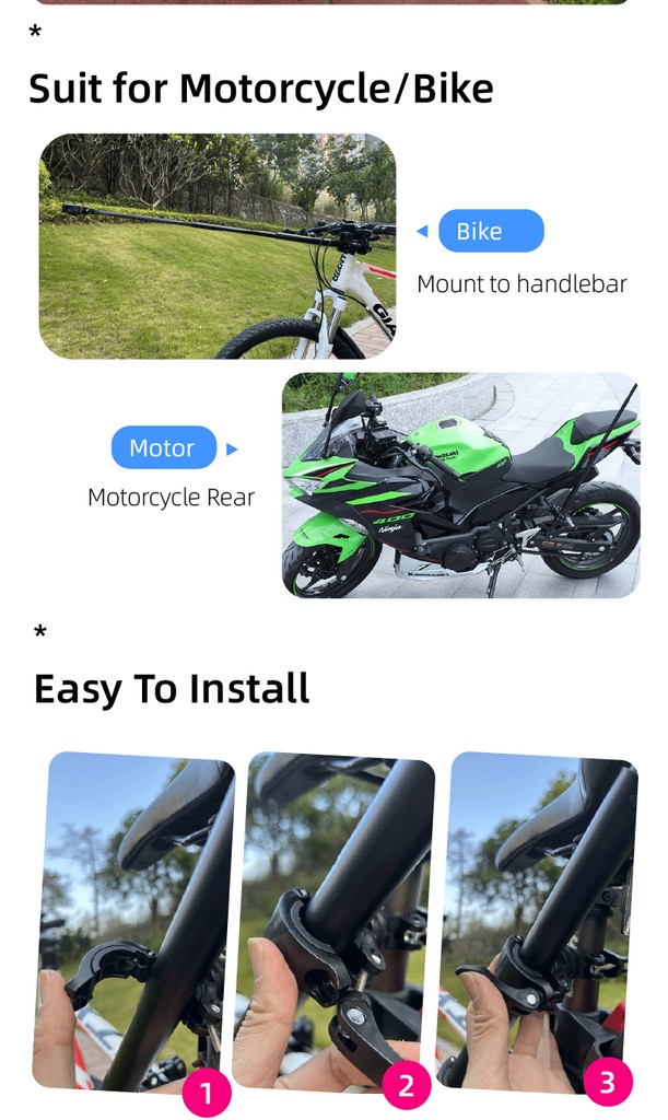 ขาตั้งกล้องเซลฟี่ มองไม่เห็น อุปกรณ์เสริม สําหรับรถจักรยานยนต์ Insta360 One X4 X3 X2 X GoPro Hero 12