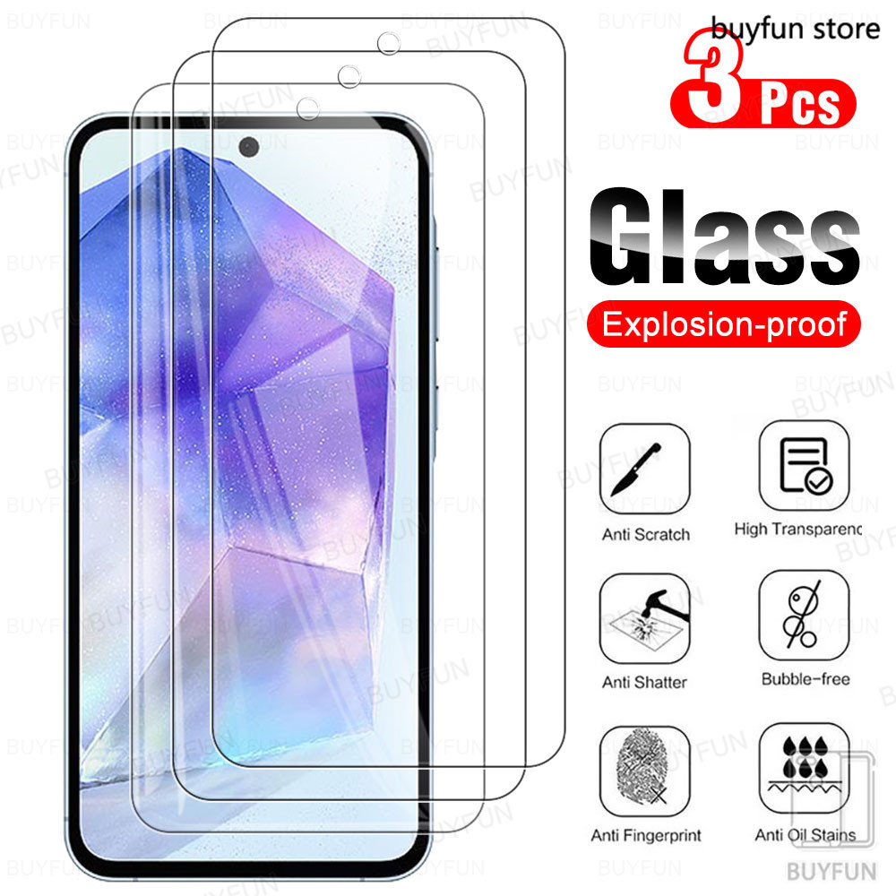 3AK 3Pieces For Samsung Galaxy A55 A25 A35 A15 A24 A34 A54 5G 4G Screen Protector HD Film Front Tempered Glass