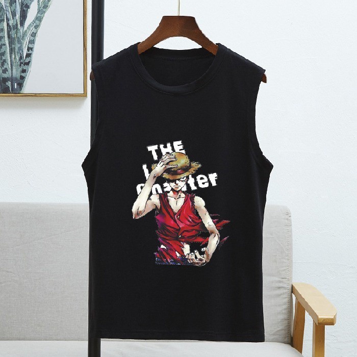 ทันสมัยที่สุด สไตล์ใหม่ รูปแบบตัวละครอนิเมะญี่ปุ่น คอลูกเรือ เสื้อแขนกุด 8สี S~3XL
