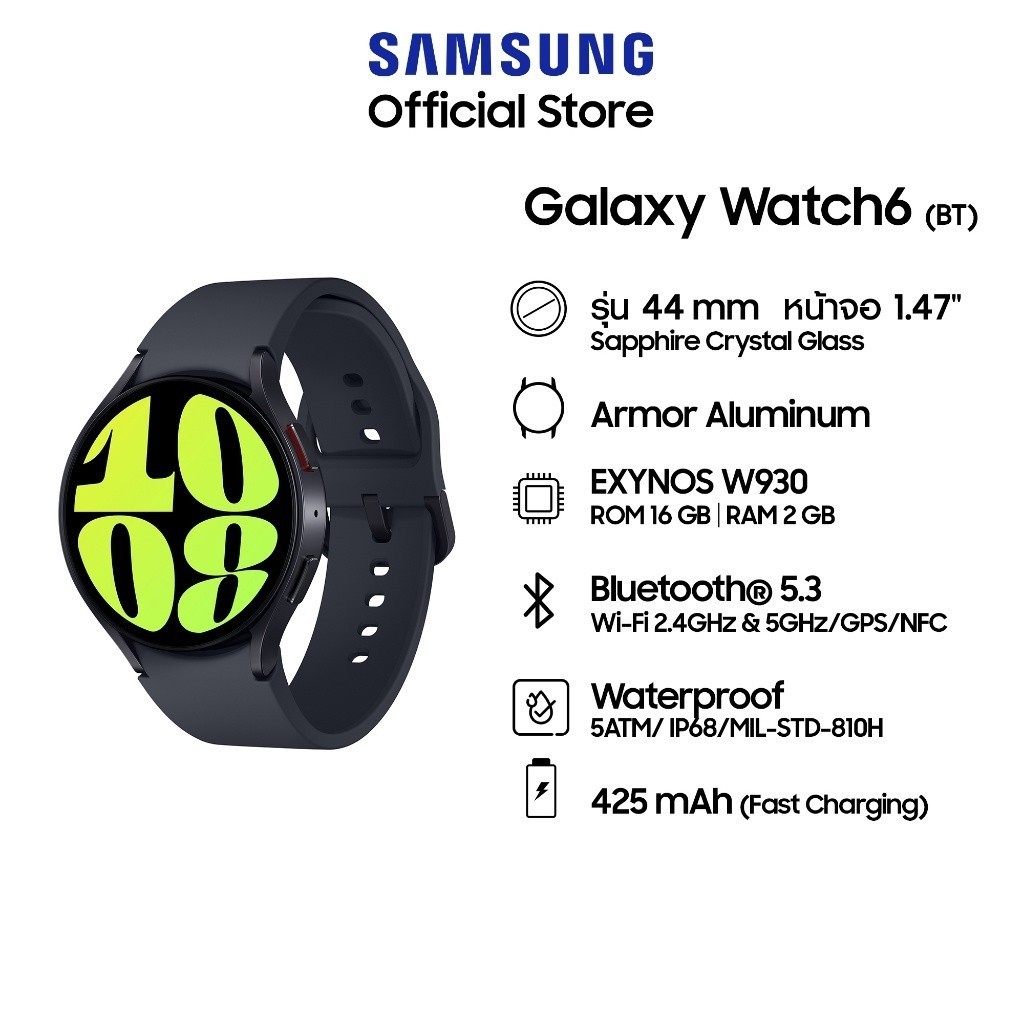 Samsung Watch สมาร์ทวอทช์ Samsung Galaxy Watch 6 40 มม. 44 มม. วัดอัตราการเต้นของหัวใจ ความดันโลหิต กีฬา ฟิตเนส ติดตาม หัวเข็มขัดคู่ วอลล์เปเปอร์หมุน ปรับแต่งผู้ชาย ผู้หญิง