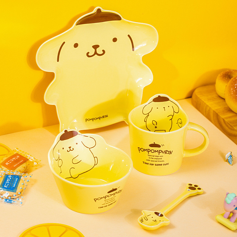 [Sanrio] [Hello Kitty] ชุดจานชามเซรามิค ลาย Pudding Dog สี่ชิ้น