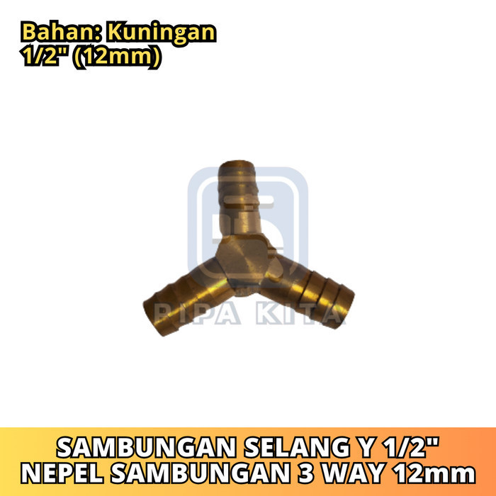 1/2 นิ้วทองเหลือง Y-Connector หัวนม 3 ทางท่อการเชื่อมต่อ Y Connector
