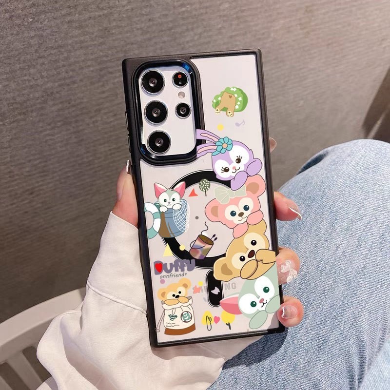 Case S24ultra เคสโทรศัพท์มือถือแบบใส แม่เหล็ก ทุกรุ่น เคส ชาร์จไร้สาย Samsung S24 S23 Ultra Plus ลายการ์ตูน น่ารัก
