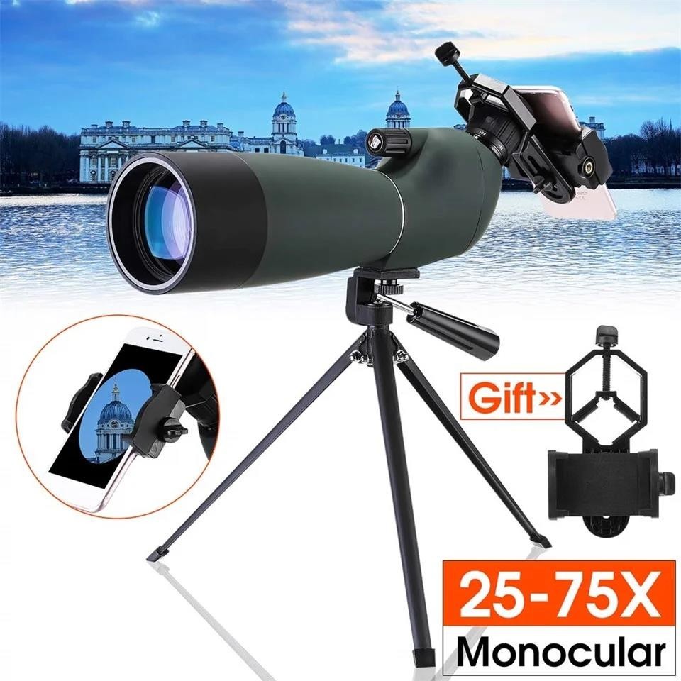 กล้องส่องทางไกลตาเดียว 25-75X70 Zoom BAK4 กันน้ํา พร้อมขาตั้งกล้อง สําหรับล่าสัตว์