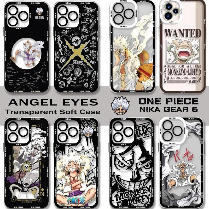เคสโทรศัพท์มือถือ ซิลิโคนนิ่ม ใส กันกระแทก กันรอยกล้อง ลายอนิเมะวันพีช ลูฟี่ สําหรับ Samsung Galaxy A55 A54 A14 M54 A35 5G A15 A25 S24 Ultra S23 Plus