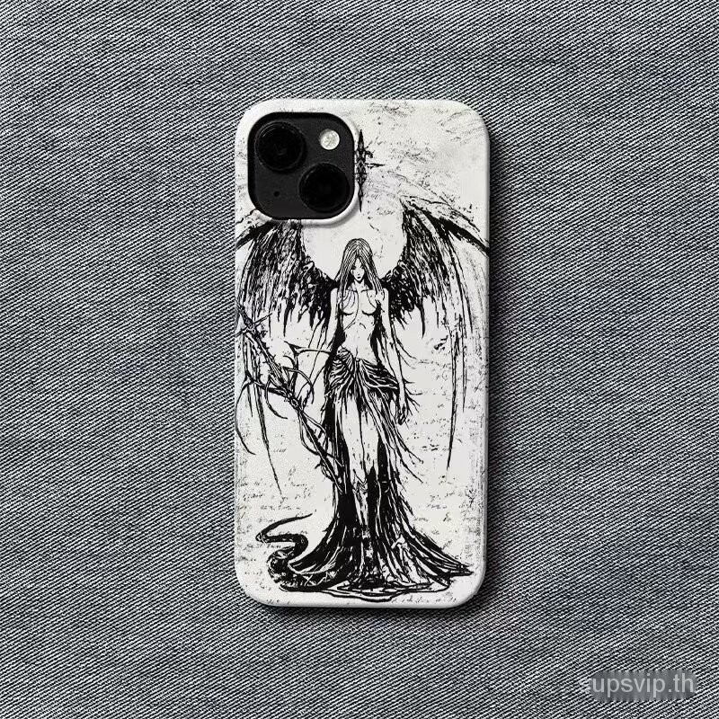เคสโทรศัพท์มือถือแบบนิ่ม กันกระแทก ลายนางฟ้าสีเข้ม สไตล์ยุโรป อเมริกา สําหรับ iPhone 15 14 13 12 11 8 7 xr Xs Max Pro Max 14promax 15promax 11promax