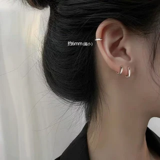 ต่างหูเงิน 925 แบบคลิปหนีบ ทรงกลม สีทอง เรียบง่าย เครื่องประดับแฟชั่นเกาหลี ของขวัญ