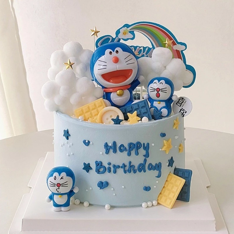 การ์ตูนโดราเอมอน Little Dingdang ของเล่นตกแต่งเค้ก Blue Machine Cat Blue Fat Cat อุปกรณ์ปลั๊กอินวันเกิดสําหรับเด็ก thumbnail 3