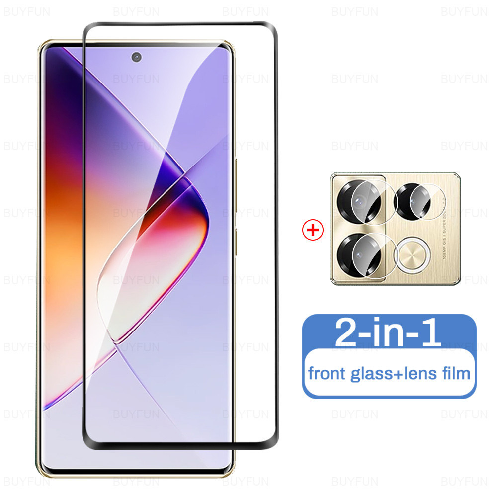 2in1 กระจกนิรภัยกันรอยหน้าจอ เลนส์โค้ง ด้านหน้า สําหรับ Infinix Note 40 Pro 5G 2024 Note 40 Pro+ Inf