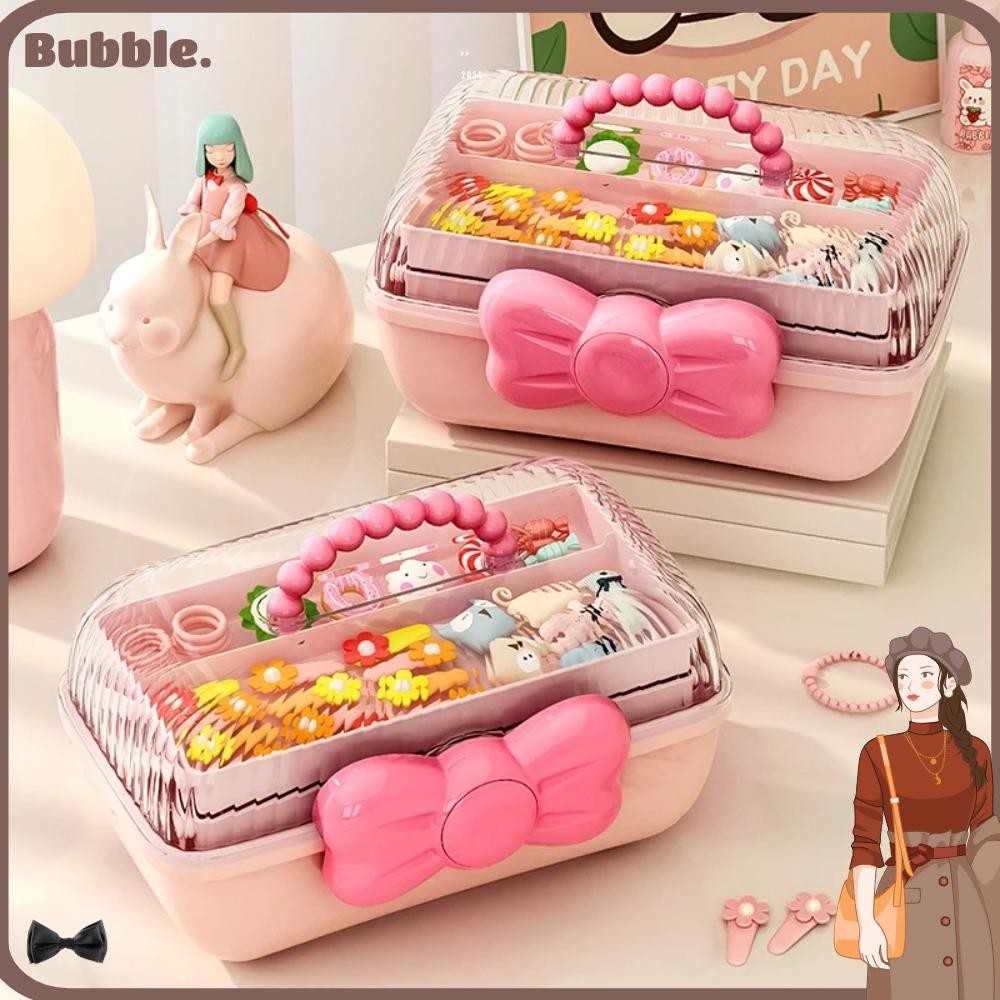 Bubble กล่องเก็บกิ๊บติดผม pp โบว์ กล่องเครื่องประดับ น่ารัก หลายชั้น กันน้ํา กล่องเก็บของเล่น เด็ก