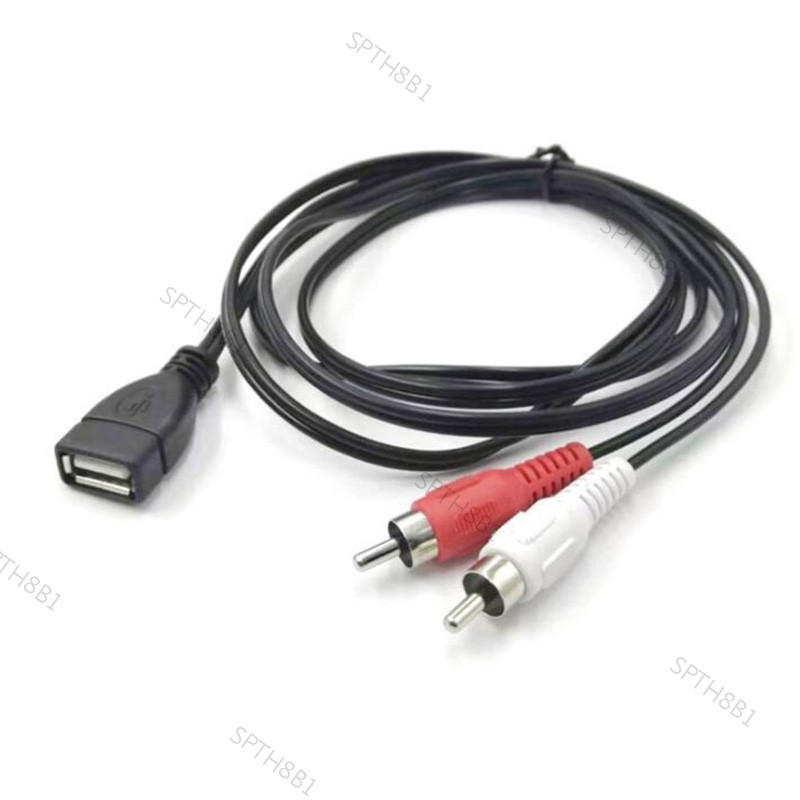 ซ็อกเก็ตอะแดปเตอร์ 1.5 ม. 5 ฟุต USB 2.0 A ตัวเมีย เป็น 2 RCA ตัวผู้ ปลั๊กเชื่อมต่อเสียง วิดีโอ TH8B1