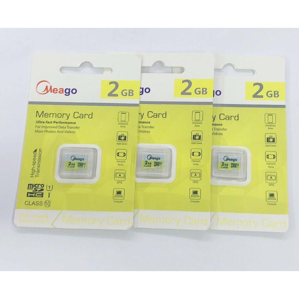 Memory Card Meago เมมโมรี่การ์ด 2GB SDHC/SDXC Class 10 UHS-I Micro SD Cardของแท้100%) Meago เมมโมรี่การ์ด 2GB