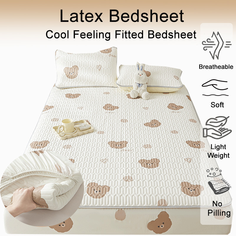 ผ้าปูที่นอน ผ้าเรยอน ยางพารา ให้ความเย็นสบาย ควีนไซซ์ คิงไซซ์ผ้าปูที่นอน 3.5ฟุต 5ฟุต 6ฟุต