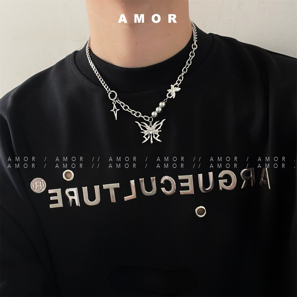 สร้อยคอโซ่ ฟอยล์ดีบุก รูปผีเสื้อ สไตล์ฮิปฮอป ระดับไฮเอนด์ สําหรับผู้หญิง และผู้ชาย