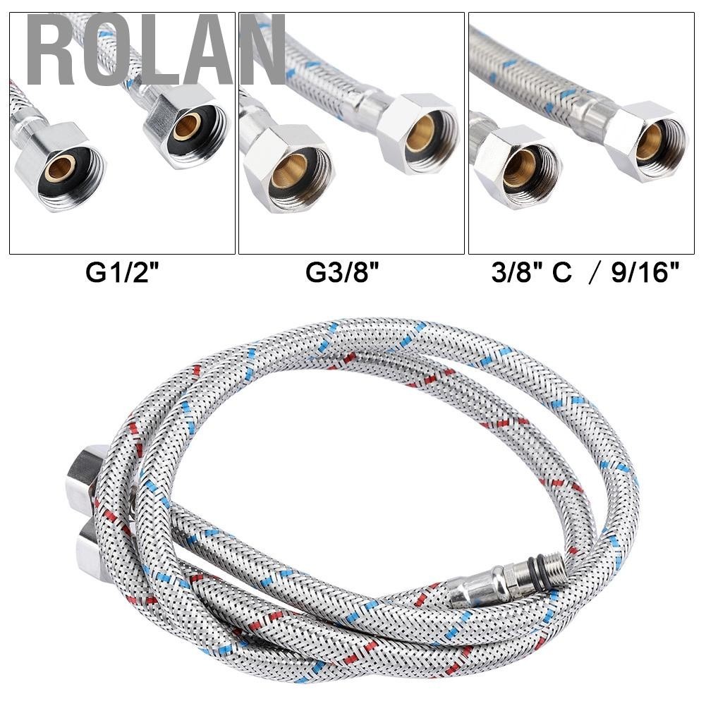 Rolan Flexible Tubes 2Pcs Stainless Steel Faucet Connector Water Supply Line Hoses Hot Cold Hose Sensor