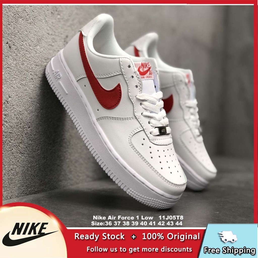 Nike Air Force 1 รองเท้ากีฬาลําลอง ข้อสั้น สีขาว สีแดง สไตล์คลาสสิก สําหรับผู้ชาย