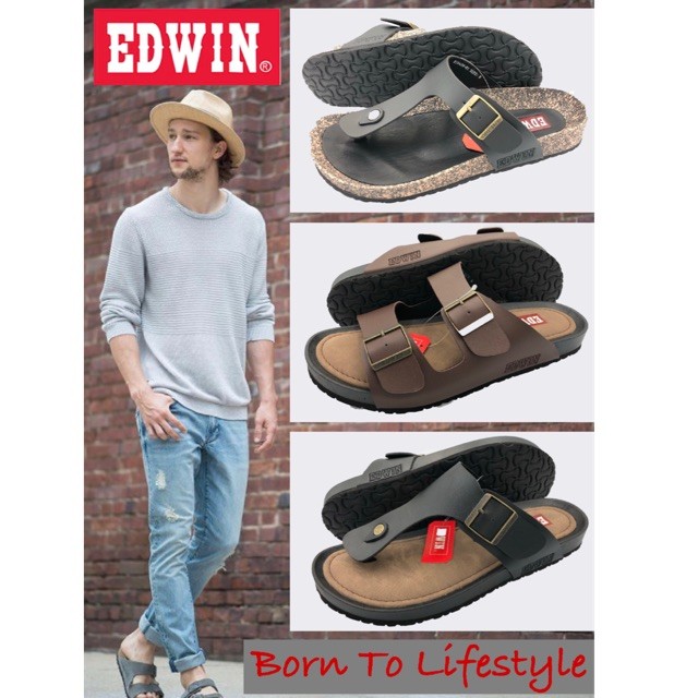 Edwin PU หนังผู้ชายรองเท้าแตะรองเท้าแตะ Edwin ลอย Clarks LeeCopper Lifestyle Gaaya Lasak Selesa