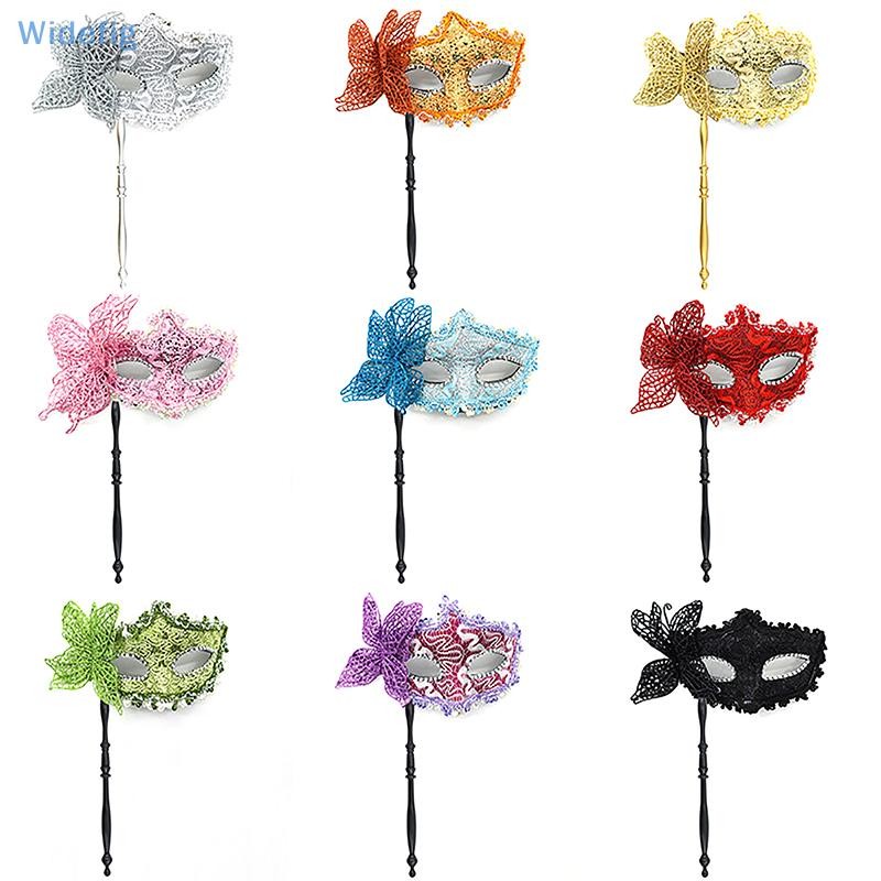 Widefig หน้ากากคอสเพลย์ปาร์ตี้ฮาโลวีน พร้อมไม้ถือ หน้ากากครึ่งหน้าสําหรับงาน Prom และเวทีสําหรับผู้หญิง