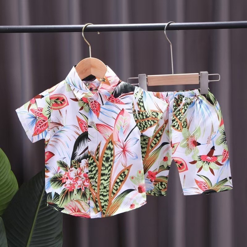 เสื้อผ้าเด็ก ชุดเด็กแฟชั่น set เสื้อ + กางเกง ชุดชายหาด ️ชุดฮาวาย ชุดสงกรานต์ เนื้อผ้าดี (8เดือน-5ปี)🍓