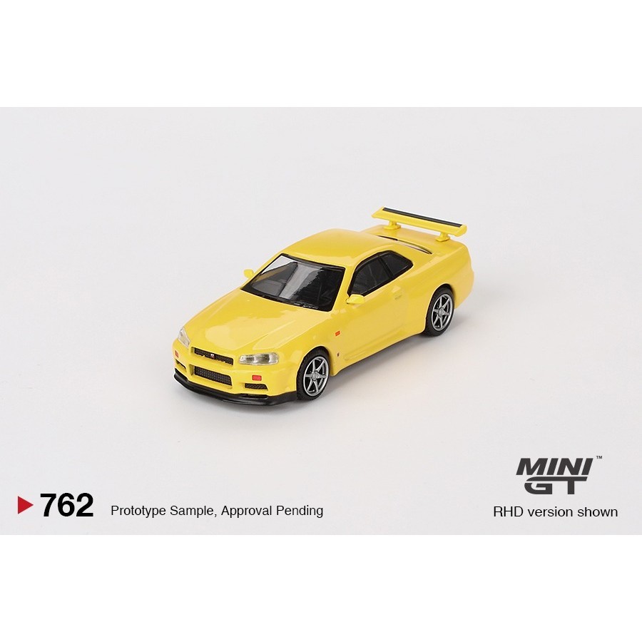 MINI GT 1/64 762 NISSAN SKYLINE GT-R R34 V-SPEC LIGHTNING สีเหลือง