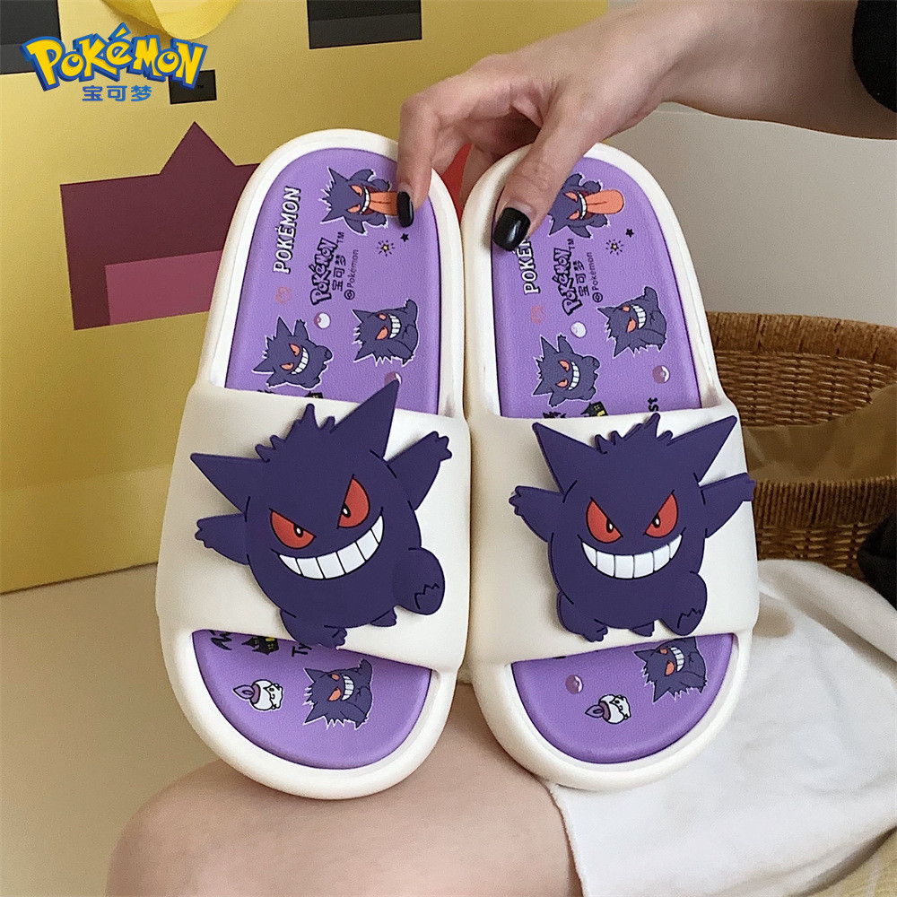 Xixitiao ผู้ชายผู้หญิงน่ารัก Pokémon Gengar ฤดูร้อนสวมใส่ด้านนอกรองเท้าแตะพื้นนุ่มรองเท้าแตะ