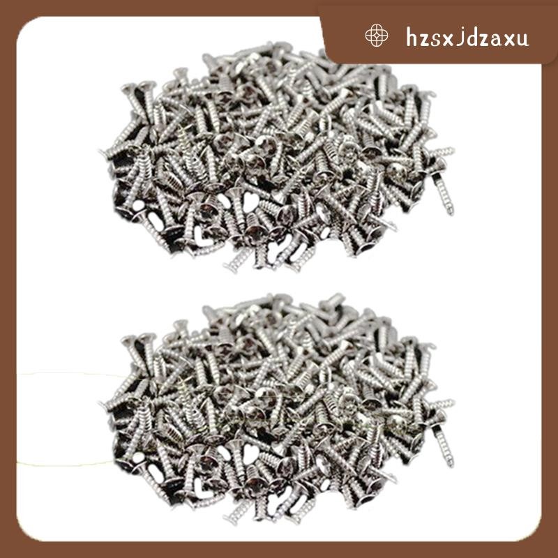 hzsxjdzaxu200pcs Guitar Pickguard Screws สําหรับ Strat/Tele กีตาร์ไฟฟ้าเบสเงิน