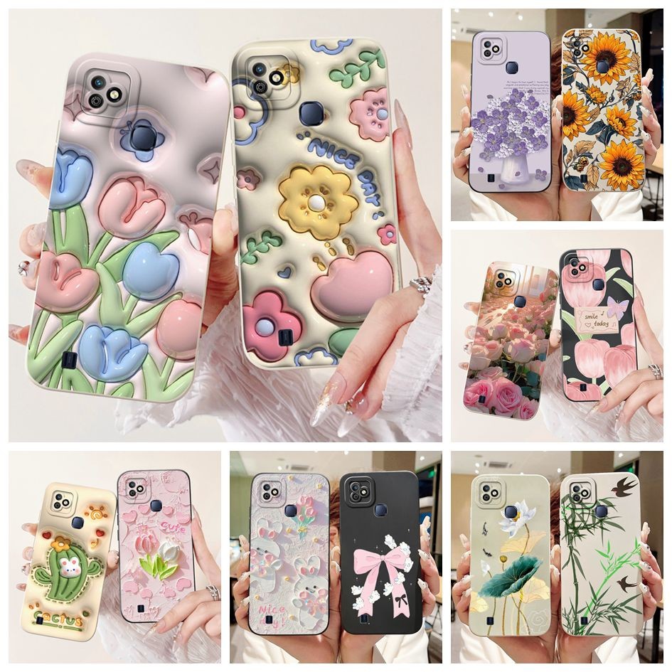 สําหรับinfinix Smart HD 2021 X612B X612 กรณีColofulรูปแบบซิลิโคนอ่อนนุ่มป้องกันกล้องสําหรับInfinix S