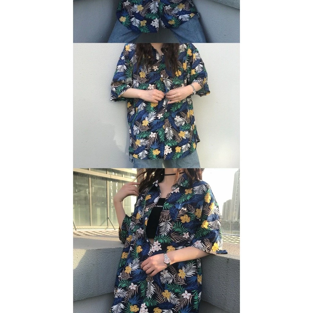 เสื้อเชิ้ตแขนสั้นลายดอกไม้ สไตล์เกาหลีทรงหลวม thumbnail 10