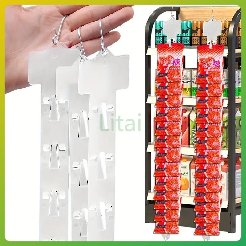 litai แถบแขวนขนมพลาสติก,แถบแขวนพลาสติกซูเปอร์มาร์เก็ตพร้อมตะขอ,แถบแขวนชั้นวางสินค้า,แถบแขวนจอใสสำหรับซุปเปอร์มาร์เก็ต