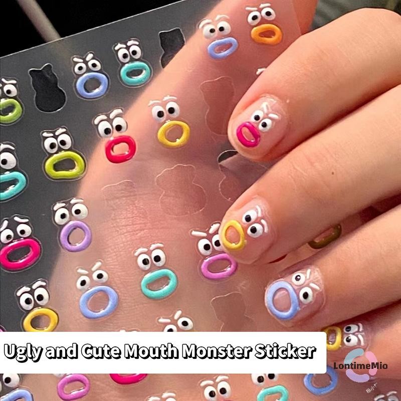 LontimeMio] 1 ชิ้นเล็บน่ารักสติกเกอร์สร้างสรรค์ตลกปาก Monster Nail Art สติกเกอร์แฟชั่น DIY กันน้ําสติ๊กเกอร์ติดเล็บลอกได้ใหม่