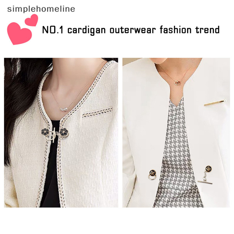 [simplehomeline] ใหม่ เข็มกลัดโซ่ รูปดอกไม้ ประดับไข่มุก สไตล์ฝรั่งเศส กันแสงไฟ ลอกออกได้ สําหรับติดคอเสื้อโค้ท