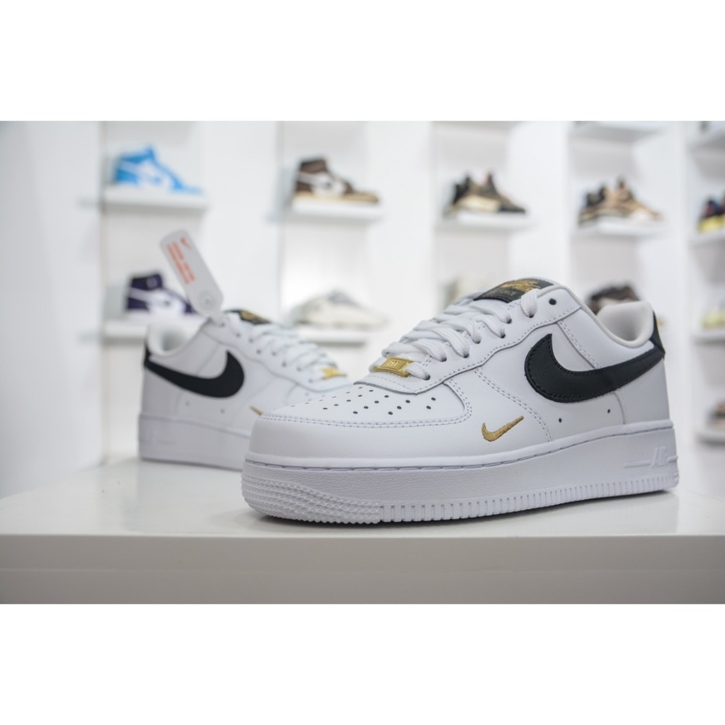 Nike 2023New Air Force 1 Low '07 Essential White Black Gold Mini Swoosh CZ0270-102 Sneaker Shoes-10