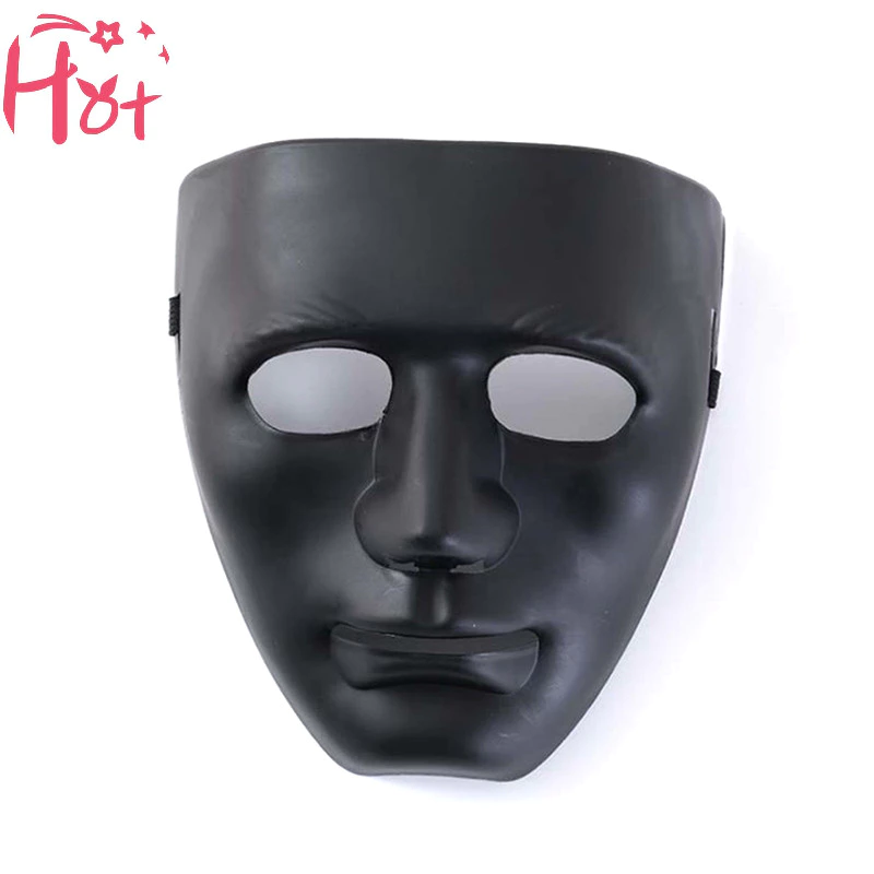 GE Full Face Unisex Street Dance Party Mask คอสเพลย์สีดําสีขาว Face Square