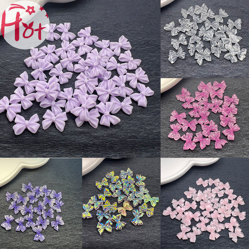 Ge ริบบิ้นเรซิ่น รูปโบว์ 3D สําหรับตกแต่งเล็บ DIY 50 ชิ้น