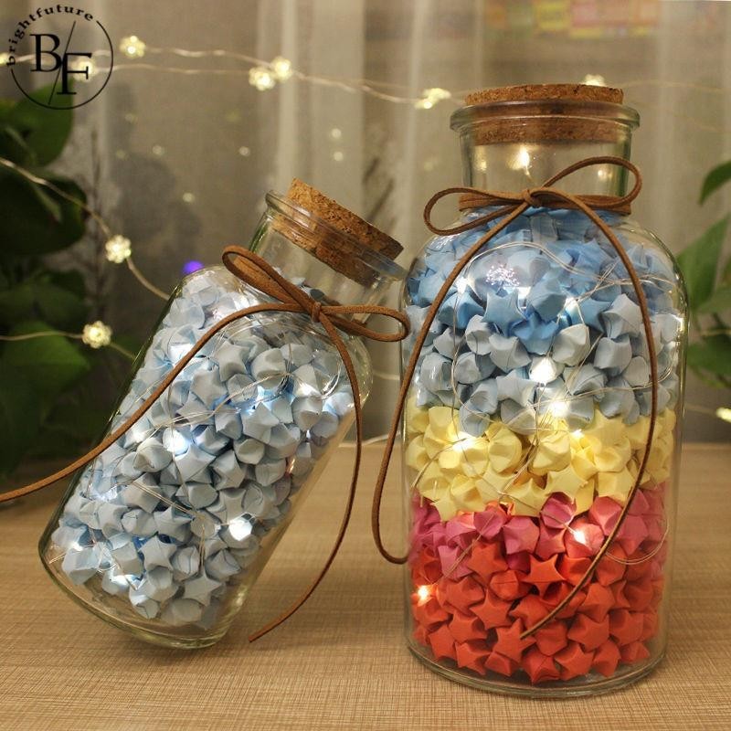 ขวดโหลแก้วใส รูปดาวนําโชค แฮนด์เมด DIY 540 ชิ้น