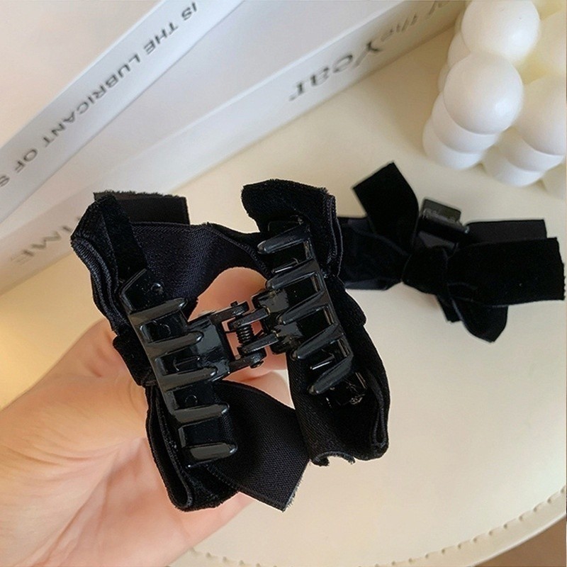 ใหม่ แฟชั่นเกาหลี ฤดูใบไม้ร่วง ฤดูหนาว คู่ กิ๊บติดผม สําหรับผู้หญิง น่ารัก กํามะหยี่ สีดํา โบว์ กิ๊บติดผม เครื่องประดับผม - รูปที่ 6