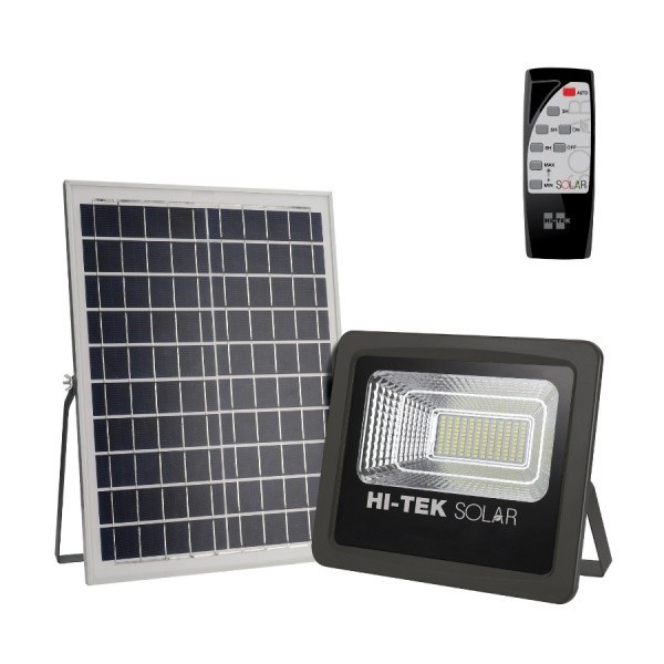 LOCAL789 HI-TEK โคมไฟฟลัดไลท์โซลาร์เซลล์ LED 60W 1100LM แสงขาว สีเทา ร้านอยู่ในไทย