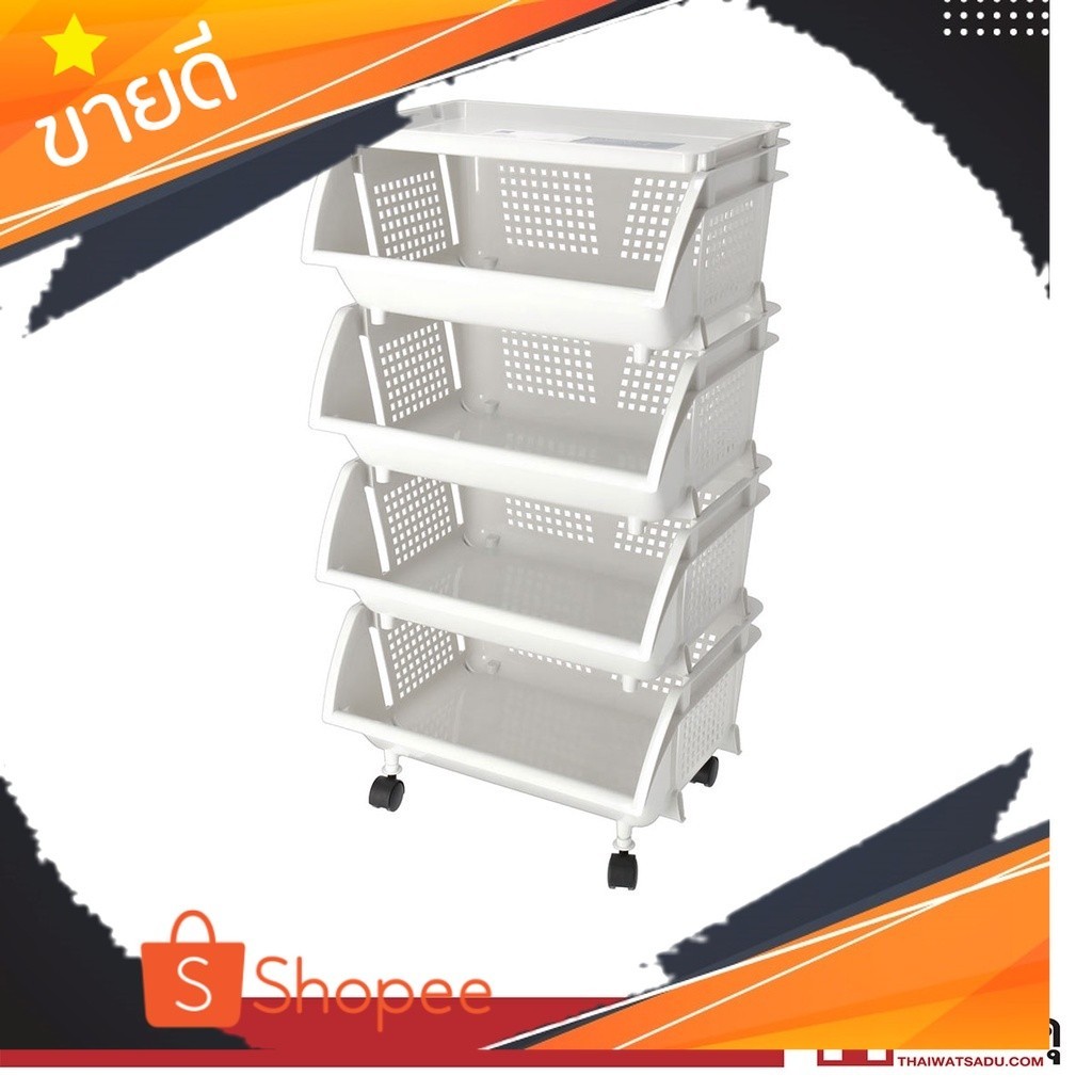 สินค้าแนะนำ ชั้นวางของพลาสติกอเนกประสงค์พร้อมล้อเลื่อน 4 ชั้น  รุ่น JCP-5994 ขนาด 48x39x86 ซม. สีเทา