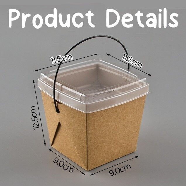 กล่องกระดาษใส่อาหาร ขนาด1200ml (40oz) มีชั้นแบ่งในตัว มาพร้อมฝาปิด แพ็คละ 10ชุด กล่องบะหมี่ กล่องกระดาษหูหิ้ว - รูปที่ 2