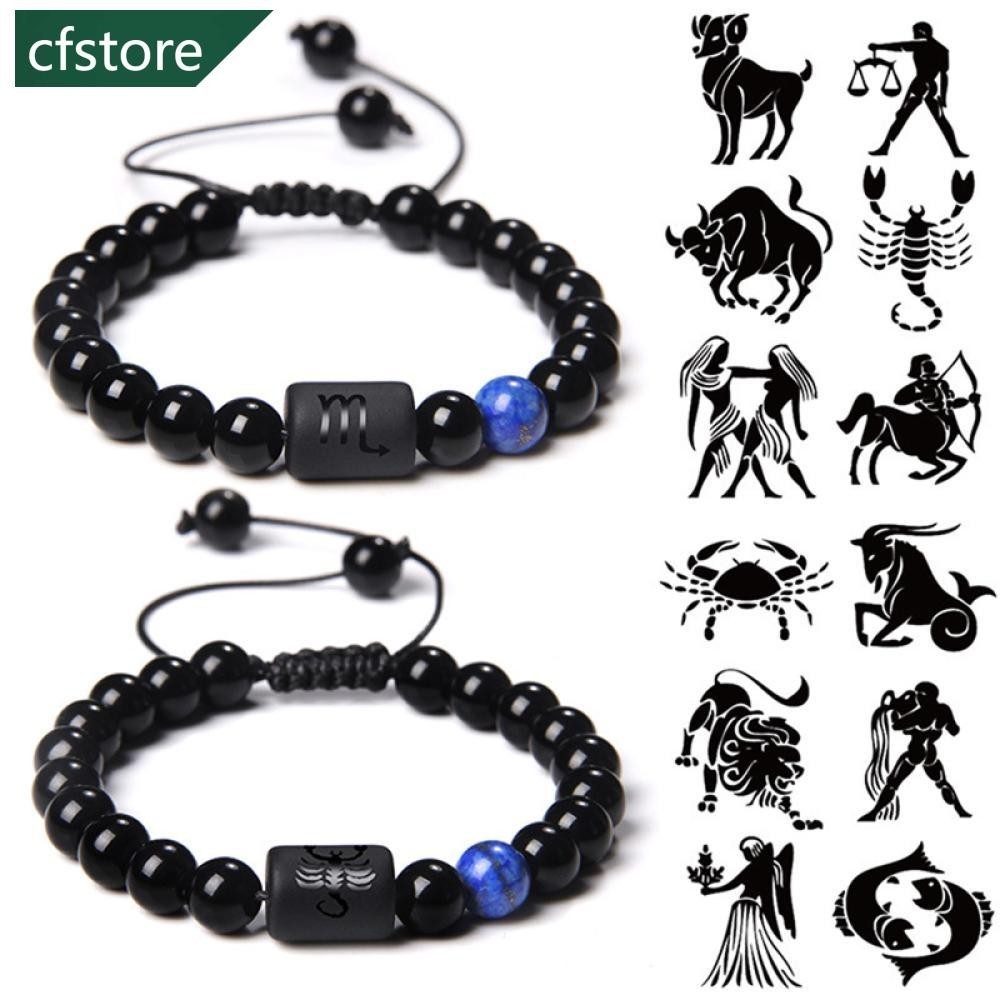 Cf สร้อยข้อมือ ประดับลูกปัด 12 กลุ่มดาว ปรับได้ สร้างสรรค์ เครื่องประดับแฟชั่น สําหรับผู้ชาย ผู้หญิง L2P5