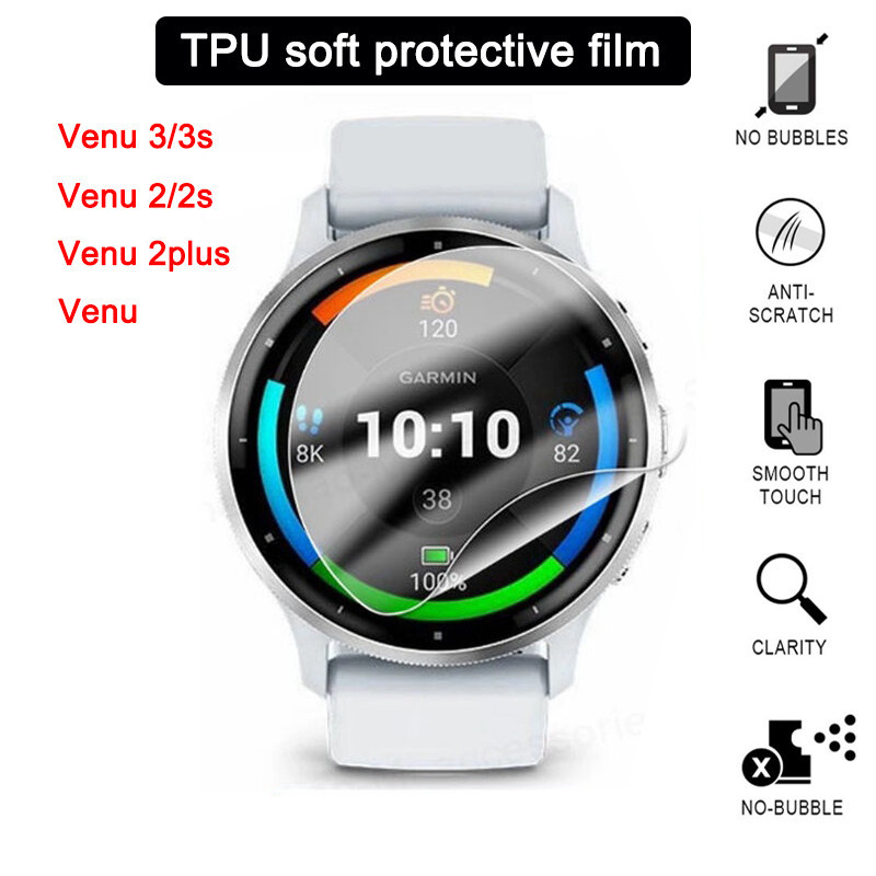 ฟิล์มกันรอยหน้าจอ HD แบบนิ่ม ป้องกันรอยขีดข่วน สําหรับ Garmin Venu 3 2s 3 ชิ้น