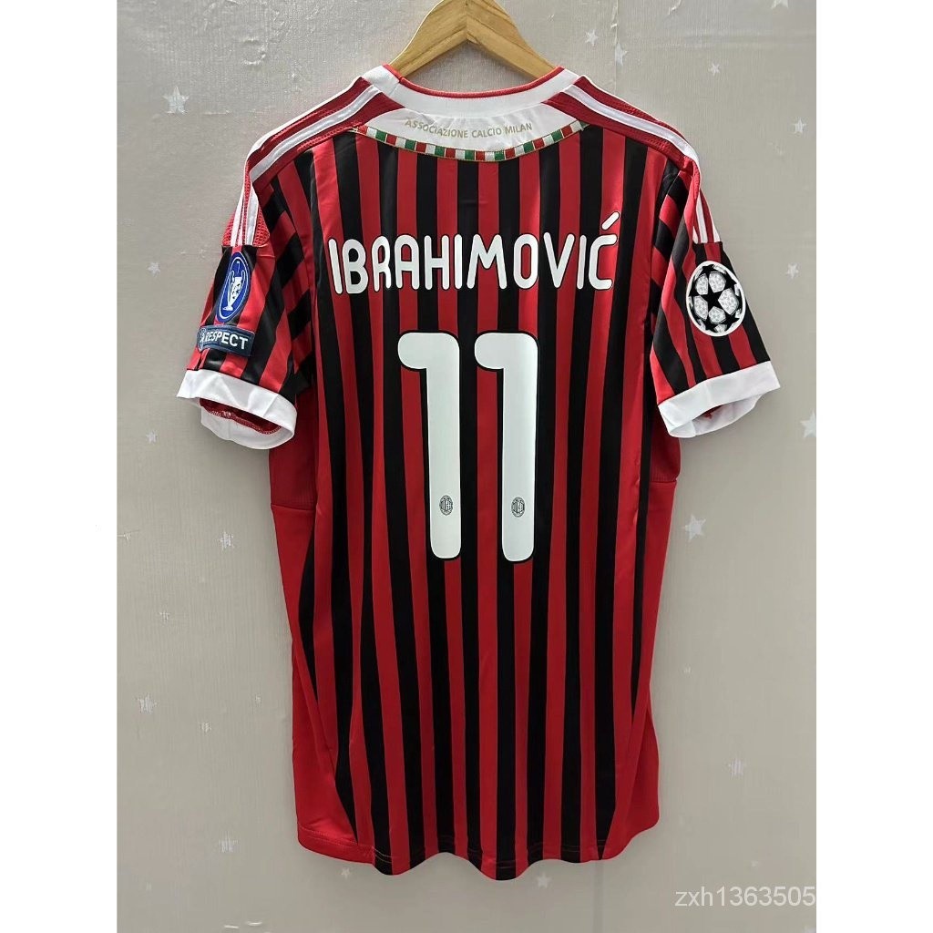 เสื้อยืด พิมพ์ลายฟุตบอล 11-12 AC Milan IBRAHIMOVIC INZAGHI SEEDORF คุณภาพสูง สไตล์เรโทร สําหรับบ้าน