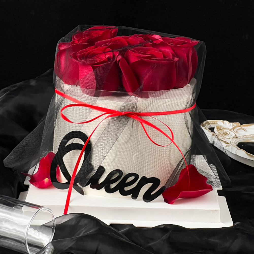 Queen ตัวอักษรสีดํา 38 วัน ผู้หญิง อะคริลิค แทรก เค้กวันเกิด เทศกาล อุปกรณ์ตกแต่งเค้ก